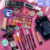 Complete Makeup Combo Set with Eyeshadow Palette, Foundation, Concealer, Lip Products & Accessories